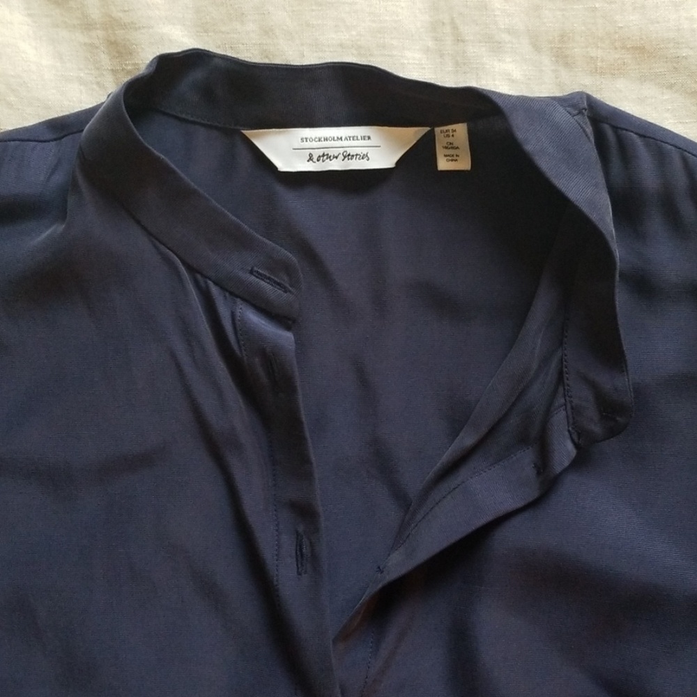 & Other Stories Navy Button Down Shirt View 4